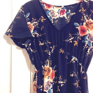 Navy Blue Floral Maxi Dress